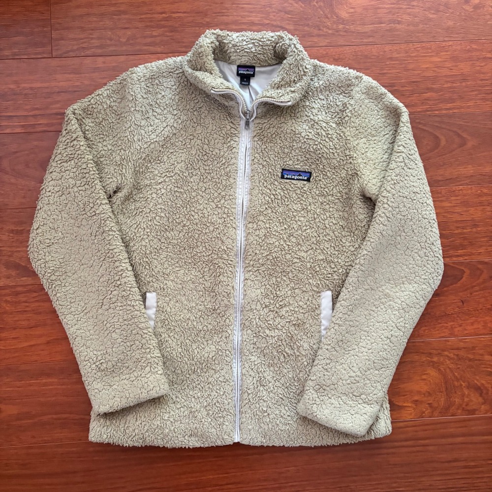 Patagonia Womens Los Gatos Full Zip Fleece Jacket Small Beige Tan Sherpa 25211